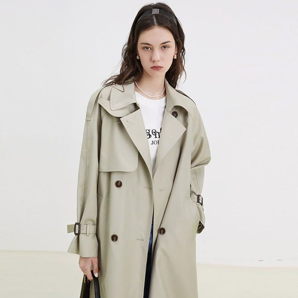 Long Double Breasted Trench Coat for Women - Floriana