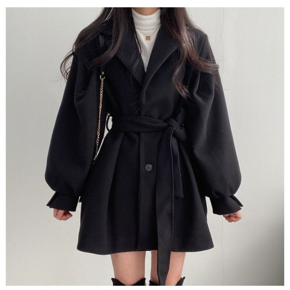 Belted Coat with Long Sleeves for Women - Marilena