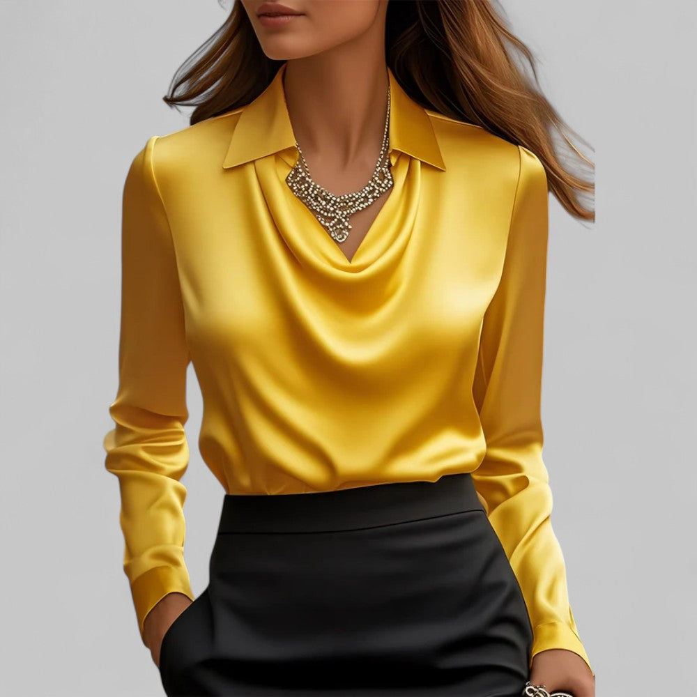 Women's Waterfall Neck Blouse | Long Sleeves