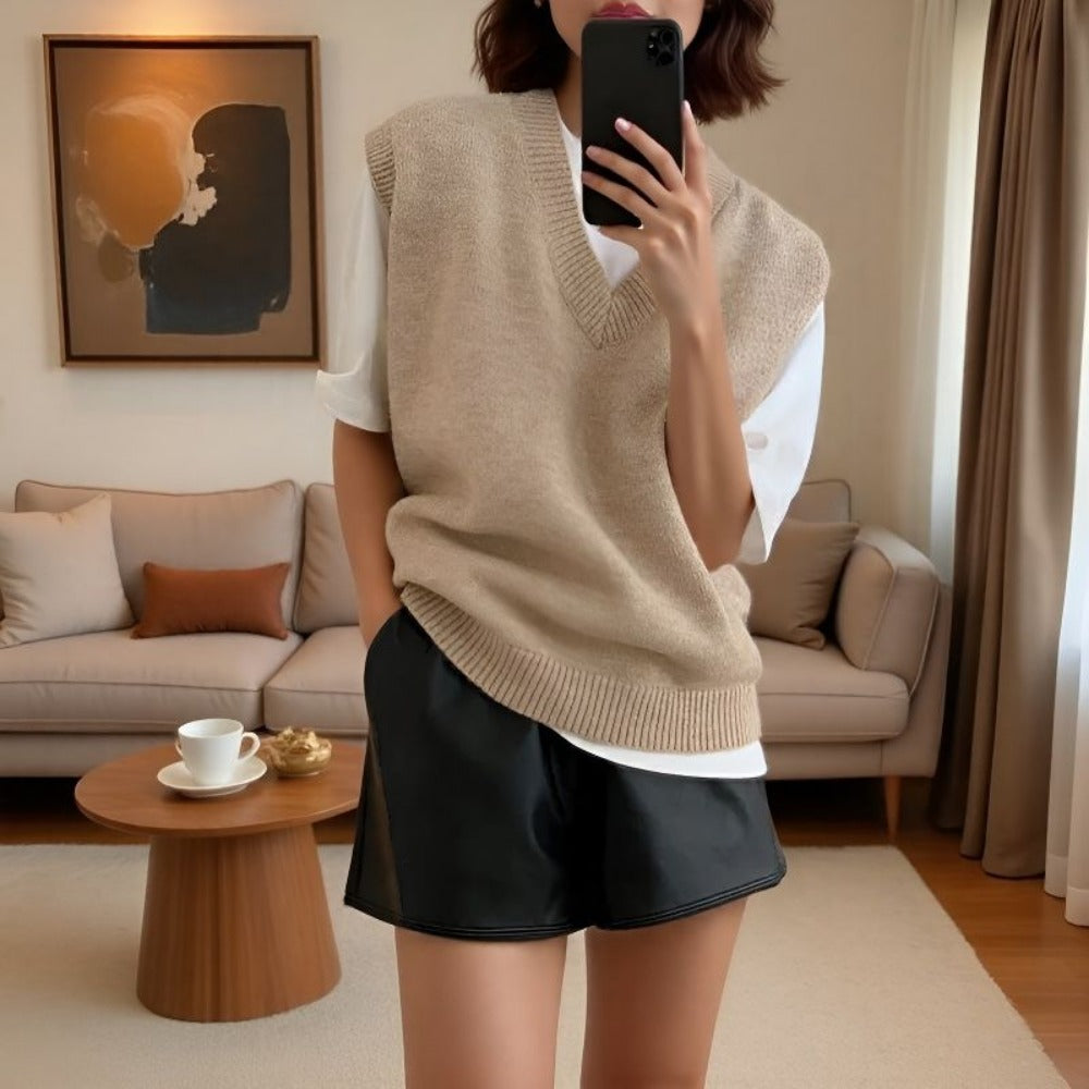 Knit V-Neck Sweater Vest for Women - Rachele