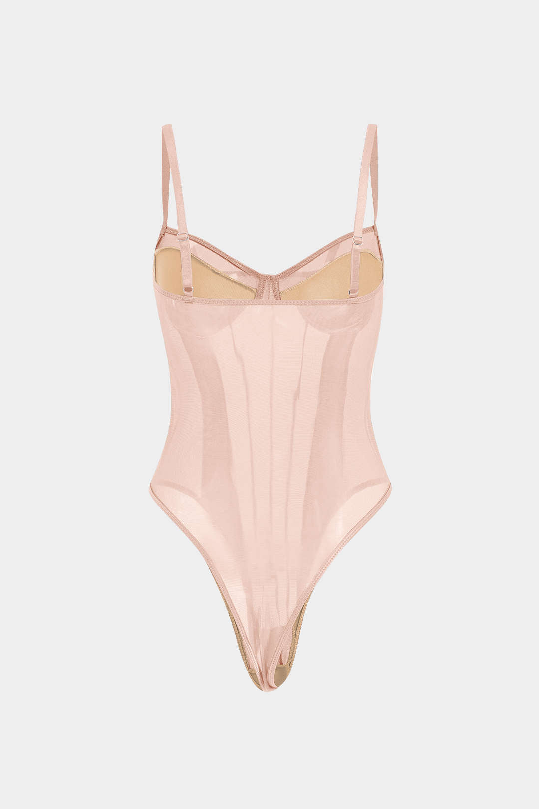 Solid Color Y2k Mesh Backless Sheer Patchwork Corset Slip Bodysuit