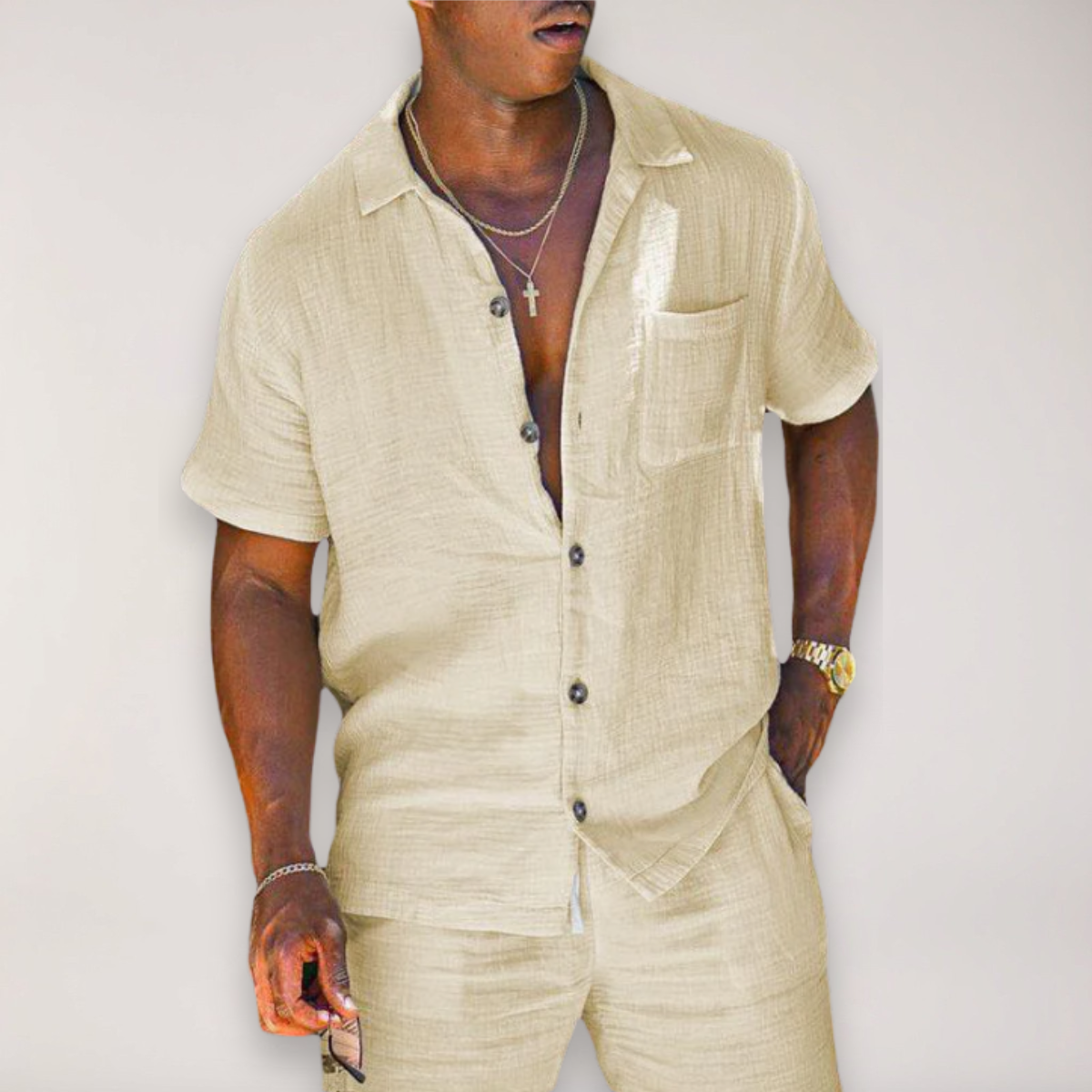 Men’s Short Sleeve Shirt and Shorts Summer Set | Two-Piece