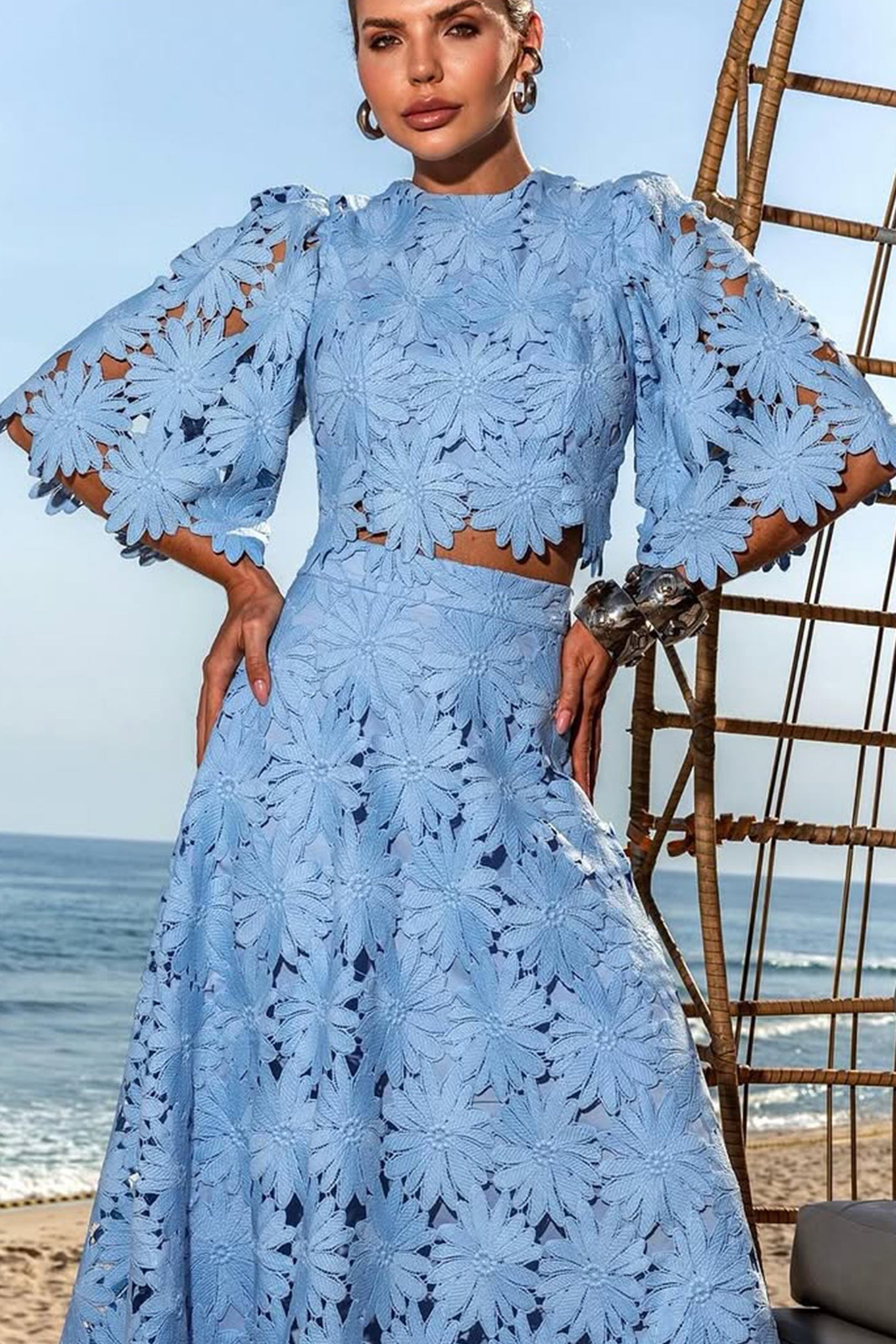 Lace Crop Top and Skirt Set for Women - Lea