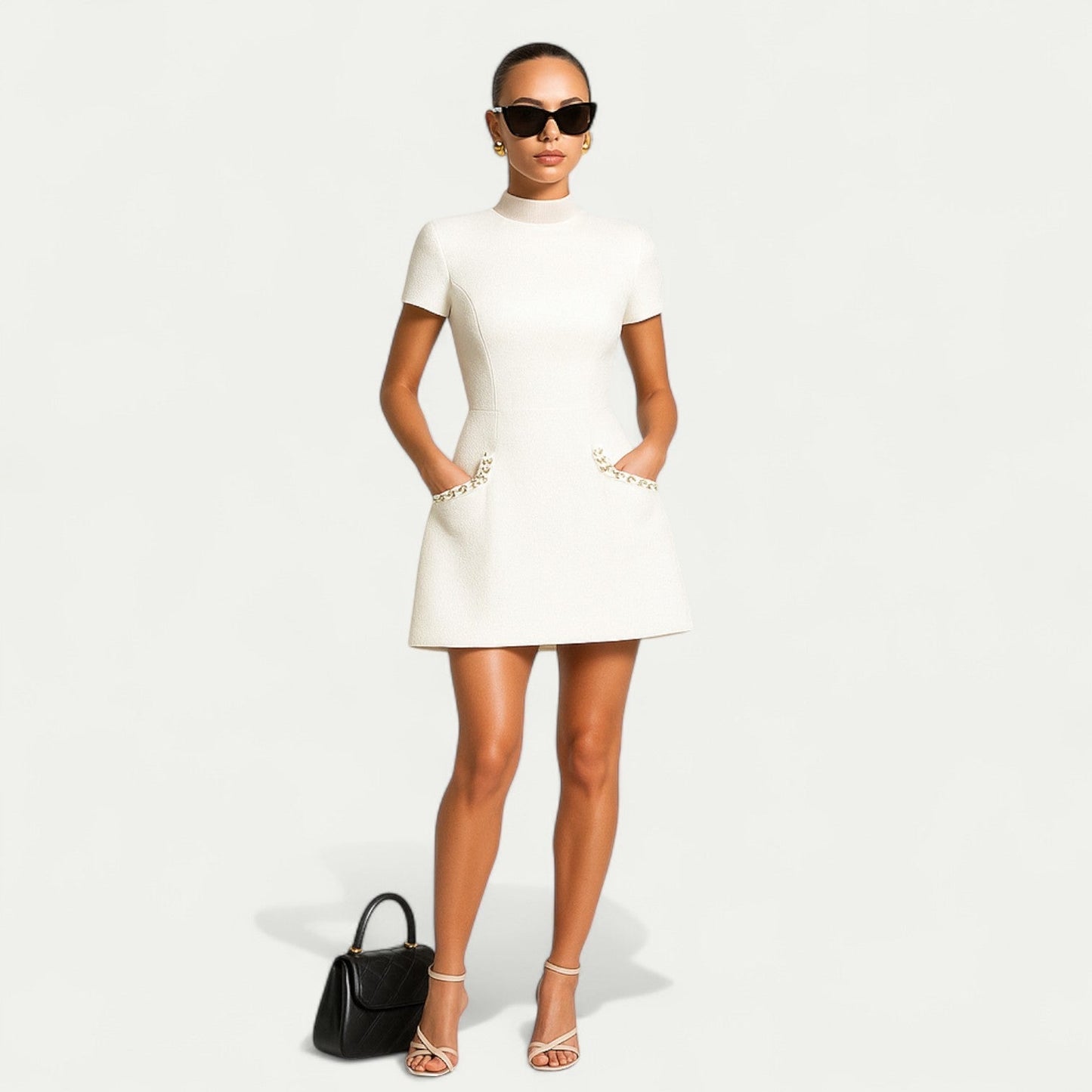 Party Pearl Trim and Pocket Detailing Dress | Mini