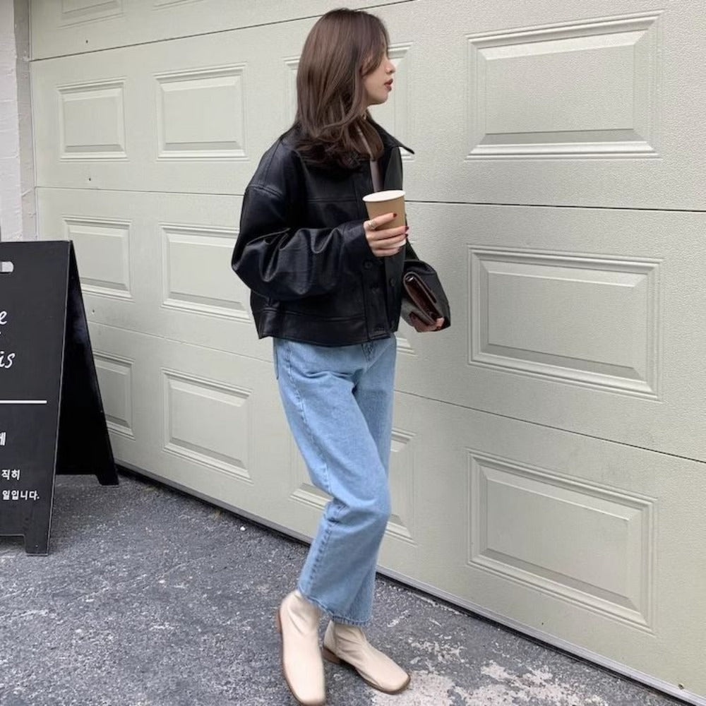 Oversized Faux Leather Jacket for Women - Selvaggia