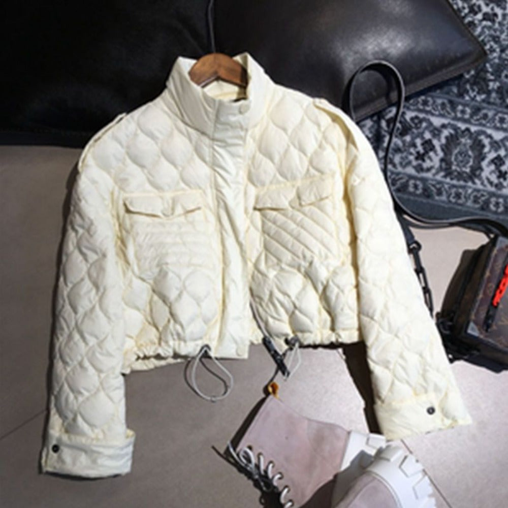 White Quilted Jacket with Zipper for Women - Susanna