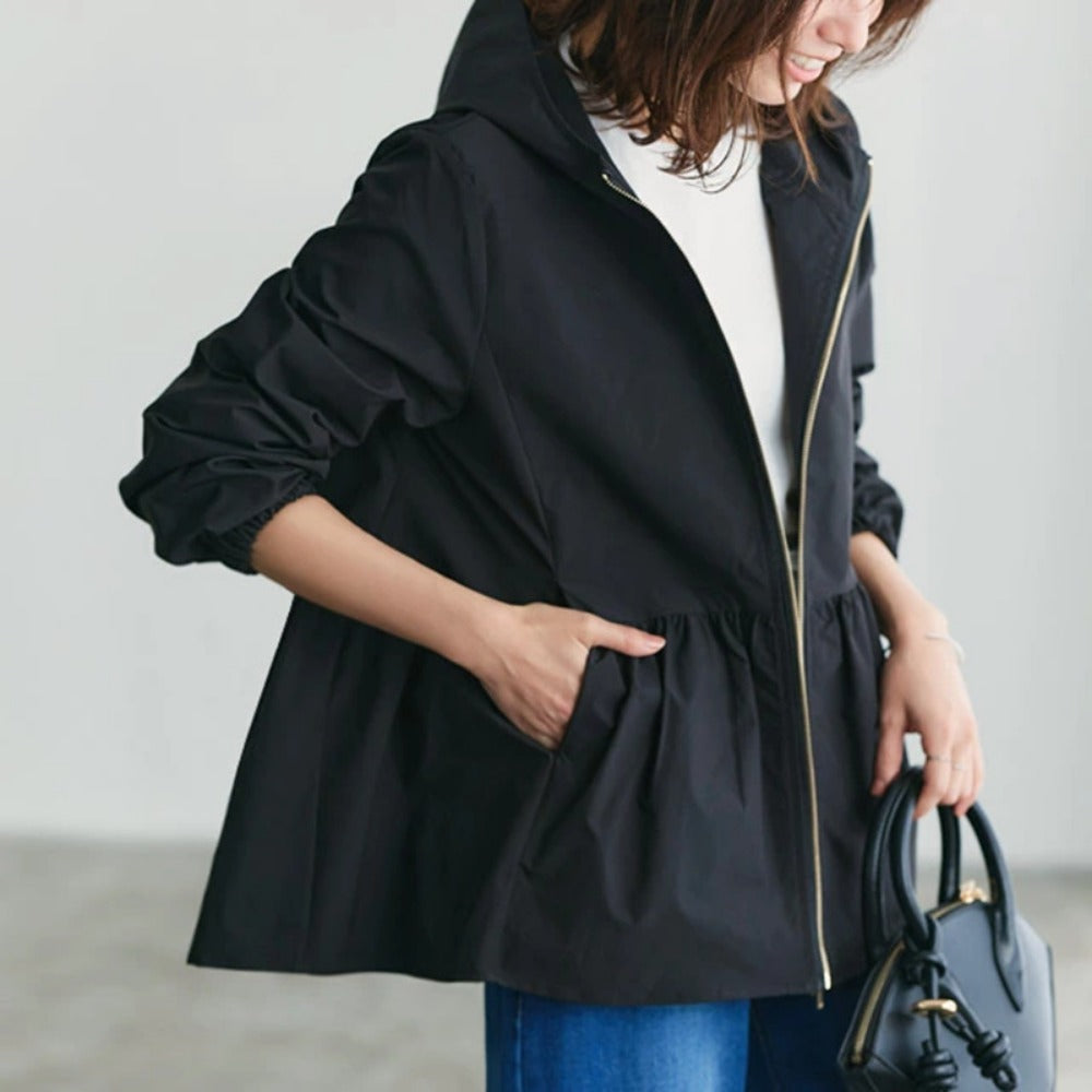 Hooded Long Sleeve Jacket with Pockets for Women - Fernanda