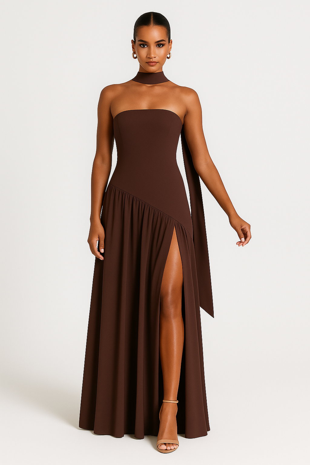 Party Strapless Dress | High Slit
