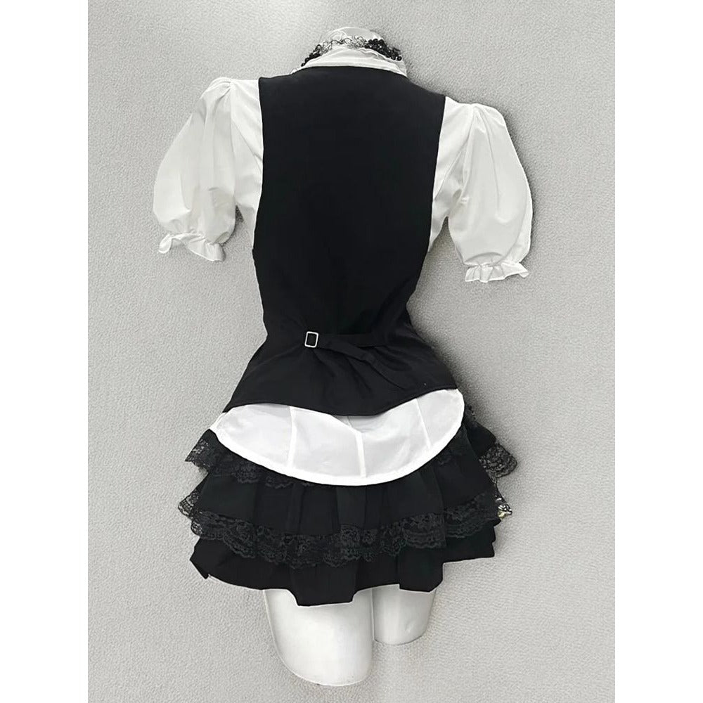 Black and White Three Piece Skirt Set for Women - Ide