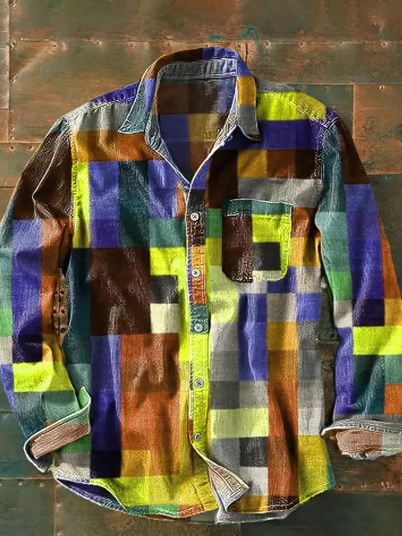 Men's Colorful Checkered Shirt | Long Sleeve
