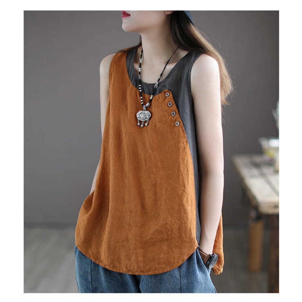 Sleeveless Button Detail Tank Top for Women - Lea