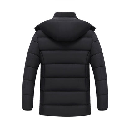 Hooded Fleece Lined Winter Coat with Zipper for Men - Carmela