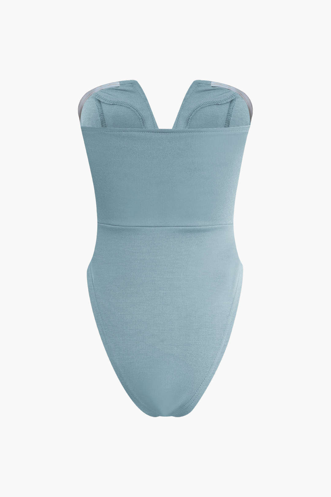 Solid Color V Neck Strapless Bodysuit