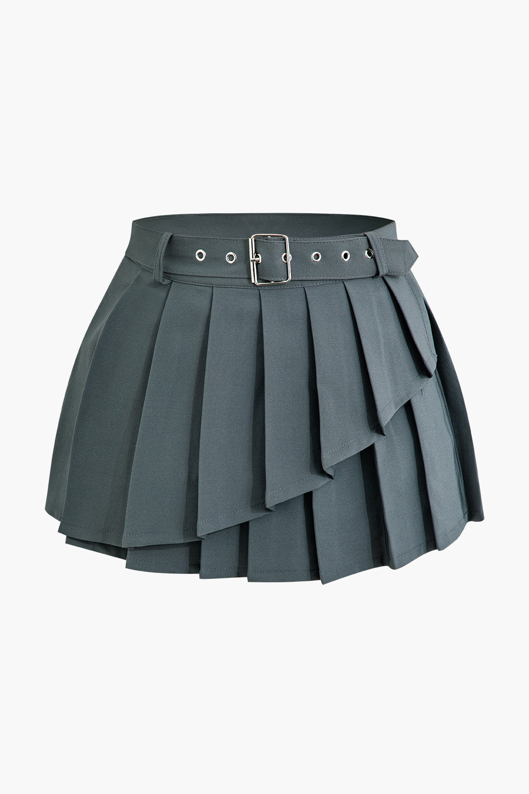 Solid Color Y2K Buckle Layer Pleated Mini Skirt