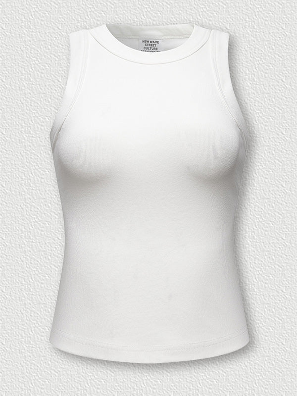 White Classic Slim Short Tank Top