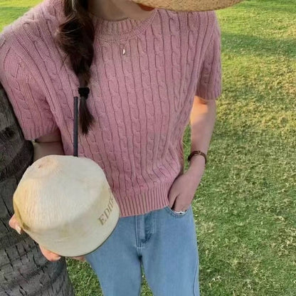 Short Sleeve Knit Sweater Top for Women - Eva