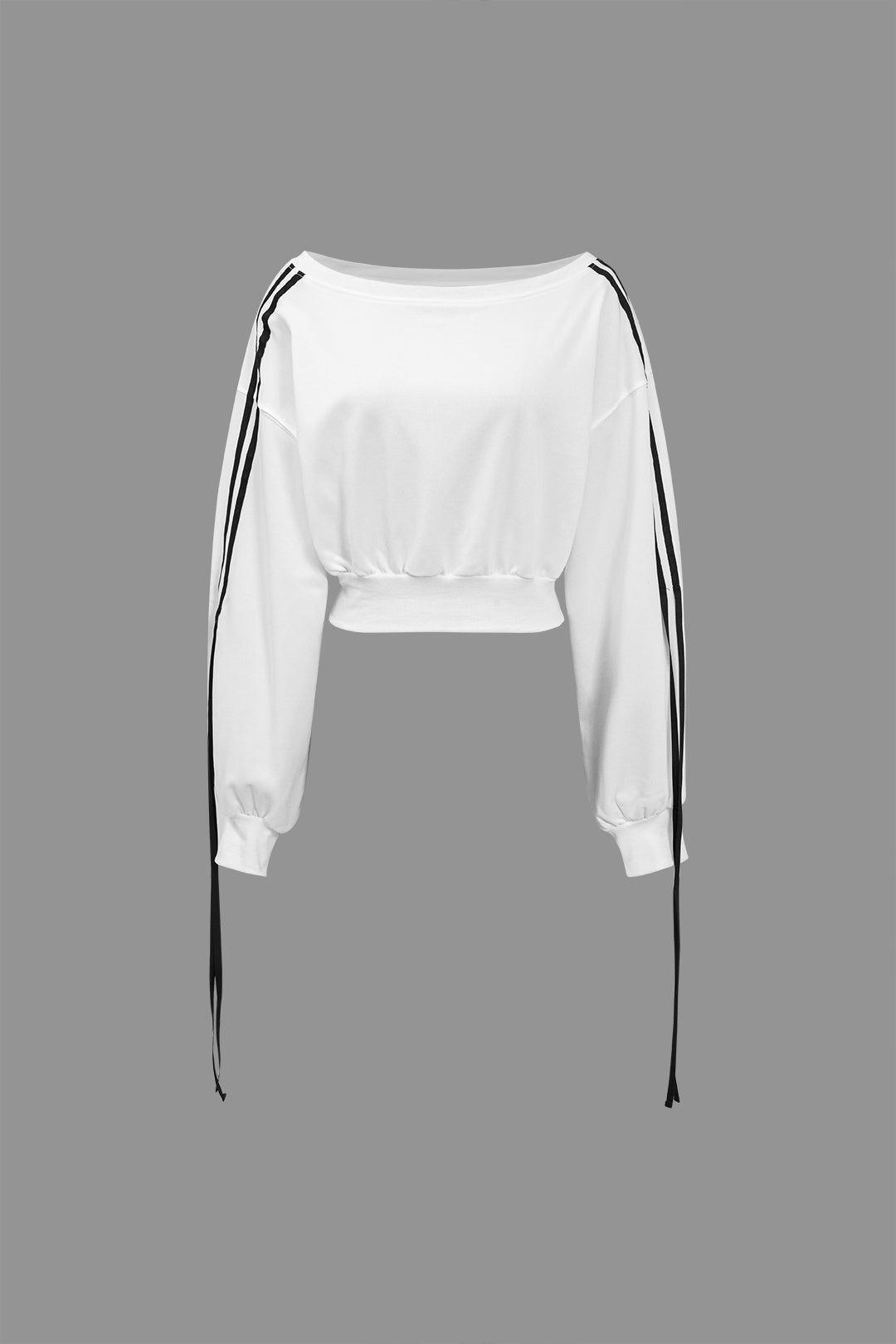 Retro White Contrast Tie-Up Sweatshirt