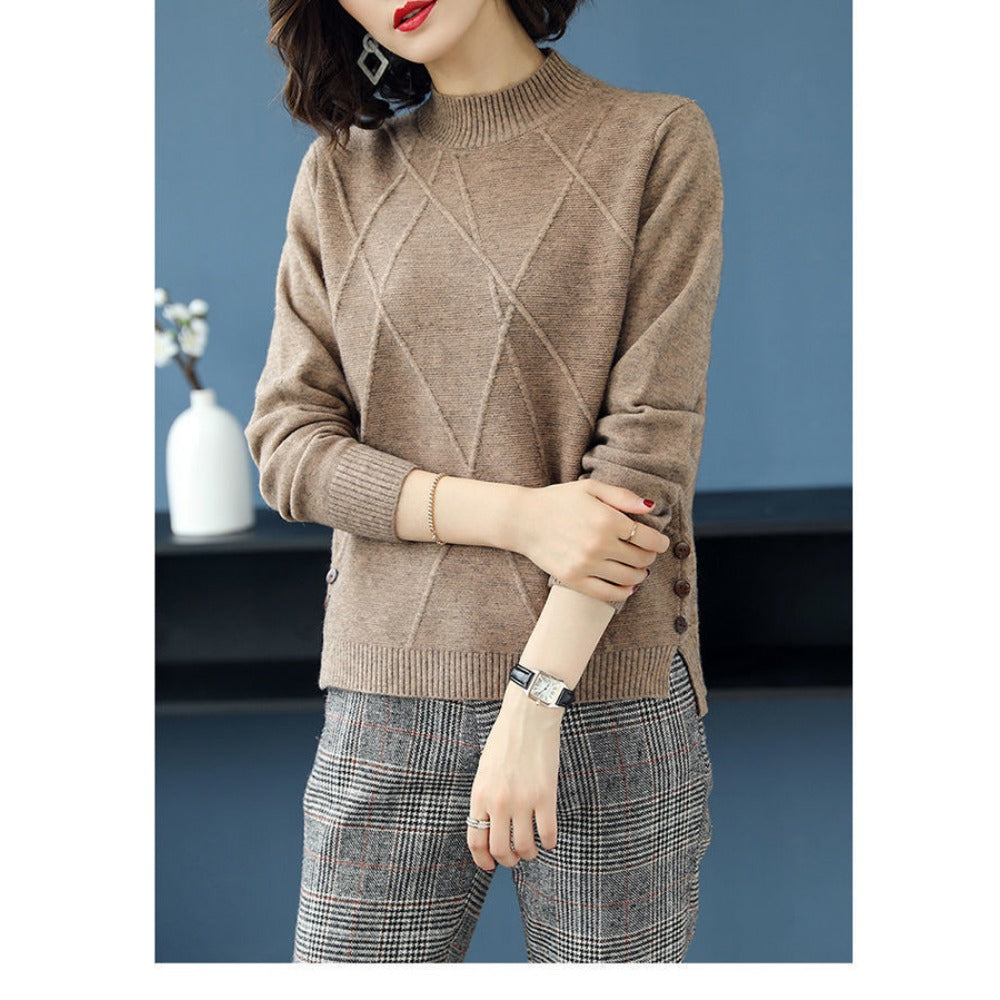 Knit Sweater with Side Buttons for Women - Romana