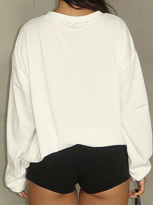 White Y2K Cross Long Sleeve T-Shirt