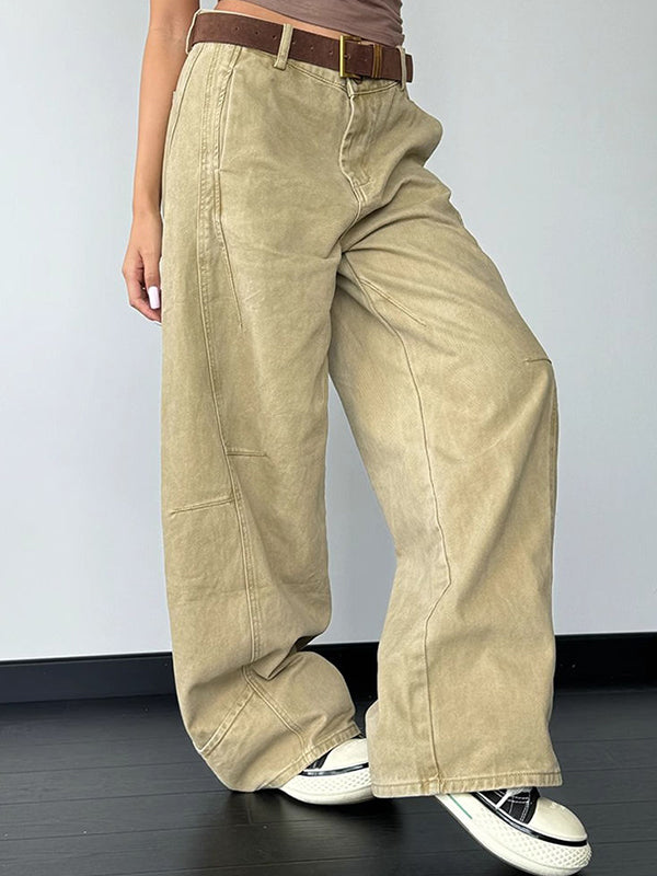 Camel Vintage Designer Machete Wide Leg Boyfriend Jeans