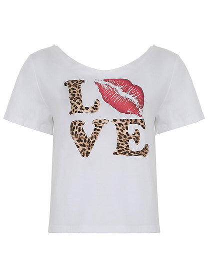 White Y2k Monogrammed Oversized Short Sleeve Tee