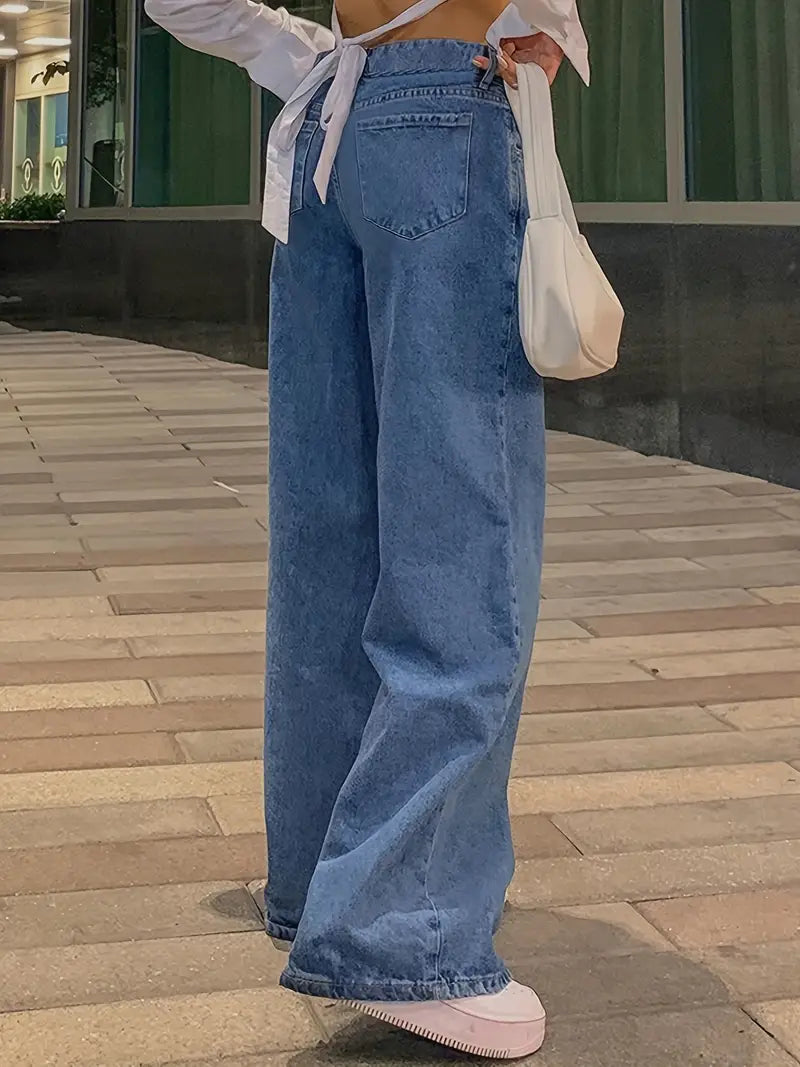 LUKE!!! Dark Blue 90s Loose Baggy Boyfriend Jeans with Low Waist / 90s Dark Blue Loose Baggy Boyfriend Jeans with Low Waist