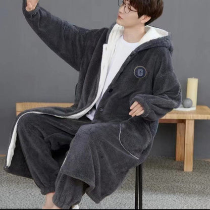 Fleece Hooded Loungewear Set with Pockets for Men - Diletta