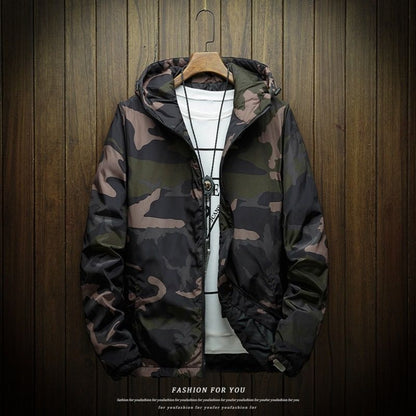 Camouflage Print Hooded Zip Up Jacket for Men - Giuditta