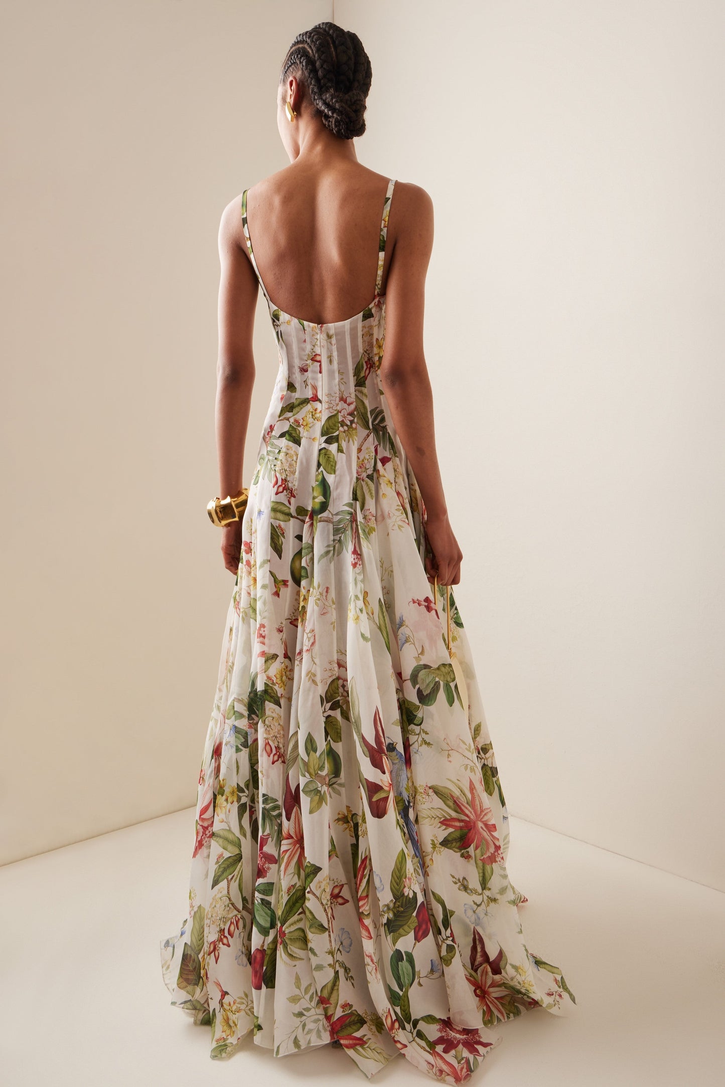 Floral White Maxi Dress with Spaghetti Straps for Women - Grazia