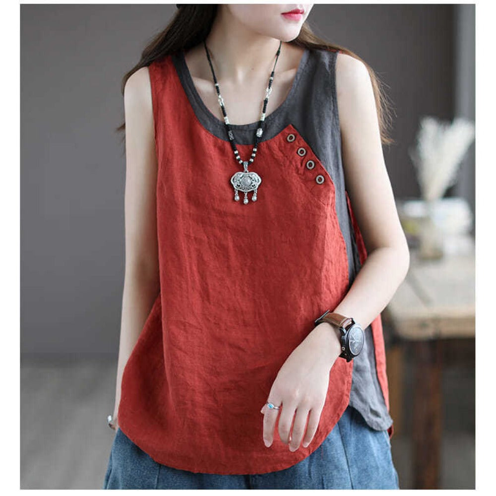 Sleeveless Button Detail Tank Top for Women - Lea