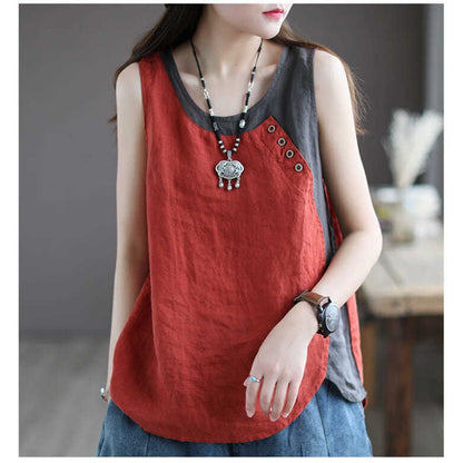 Sleeveless Button Detail Tank Top for Women - Lea