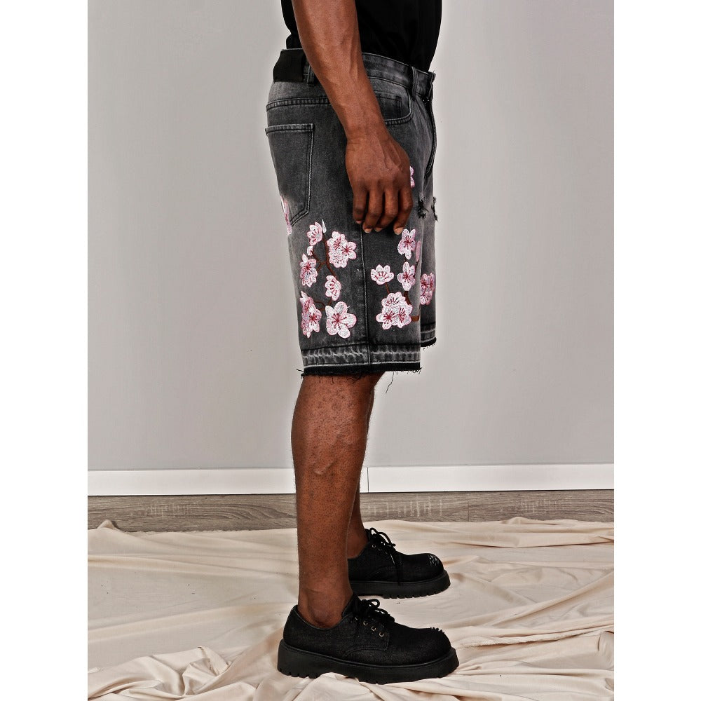Denim Shorts with Floral Print for Men - Lucrezia