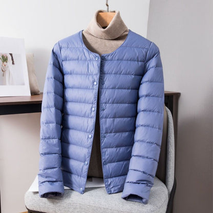 Lightweight Down Jacket with Snap Buttons for Women - Sebastiana