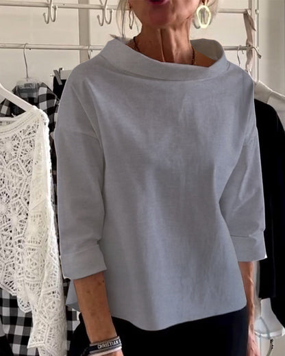 Women's Casual Waterfall Neck Blouse | with 3/4 Sleeves