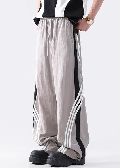 Monotone Retro Sport Strip Wide Natural Pants