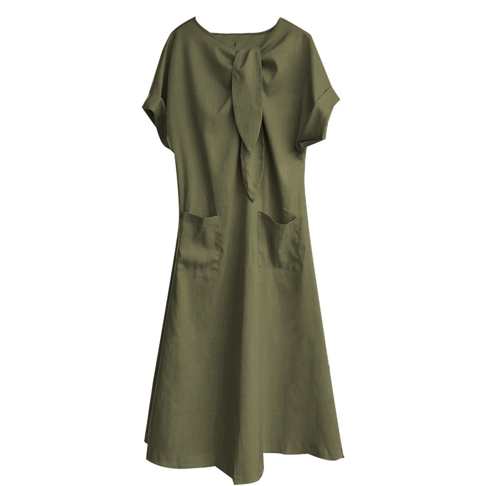 Maxi Dress with Bow and Pockets for Women - Maddalena