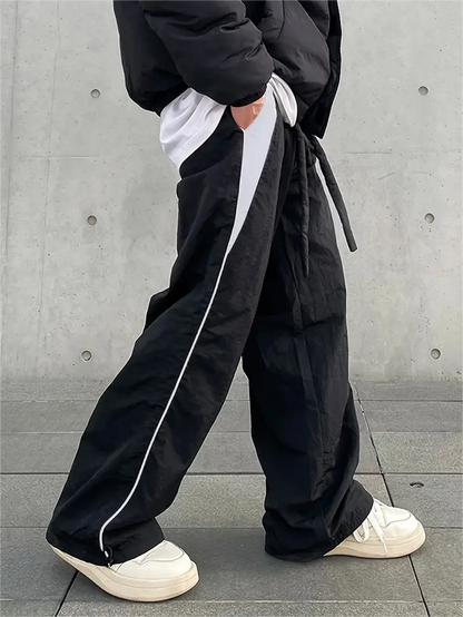 Men's Contrast Color Hip Hop Drawstring Baggy Sweatpants