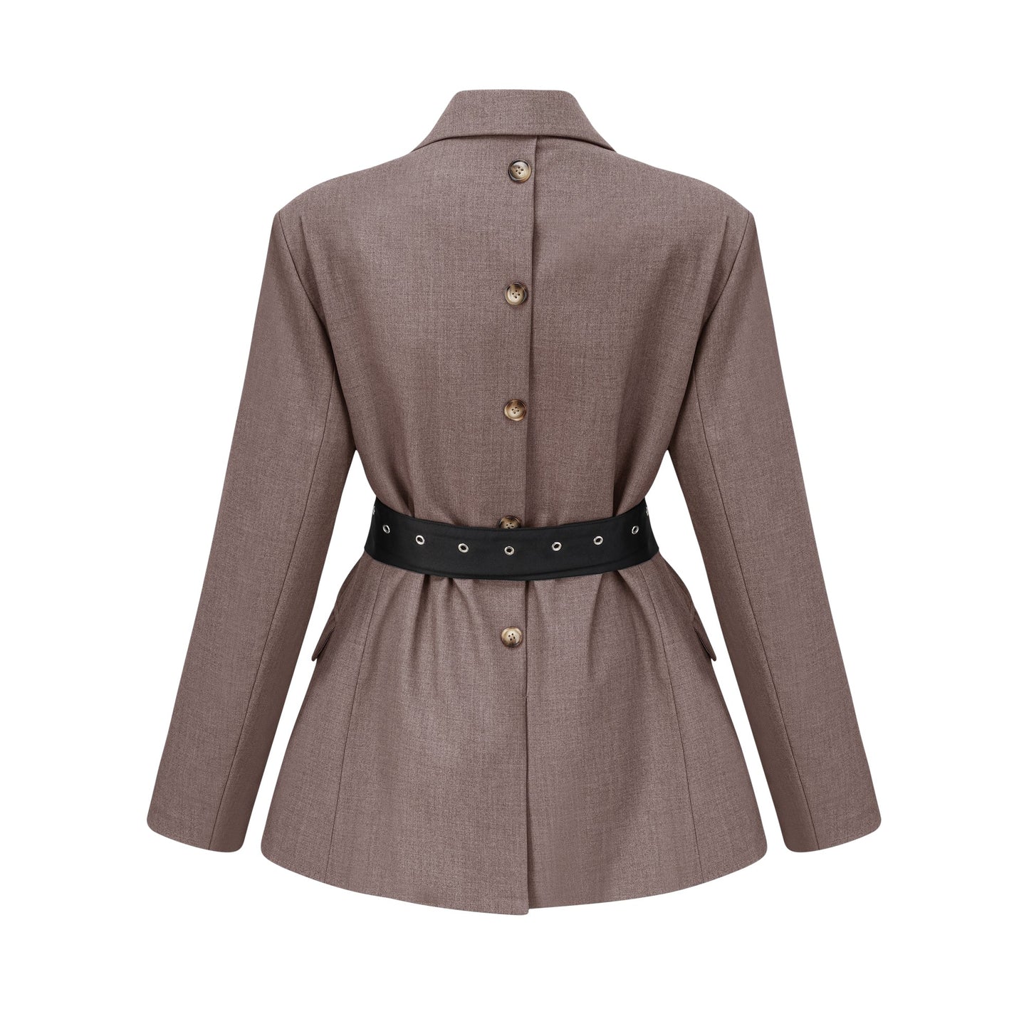 Grey Blazer with Belt and Pocket Detailing for Women - Francesca
