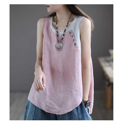 Sleeveless Button Detail Tank Top for Women - Lea