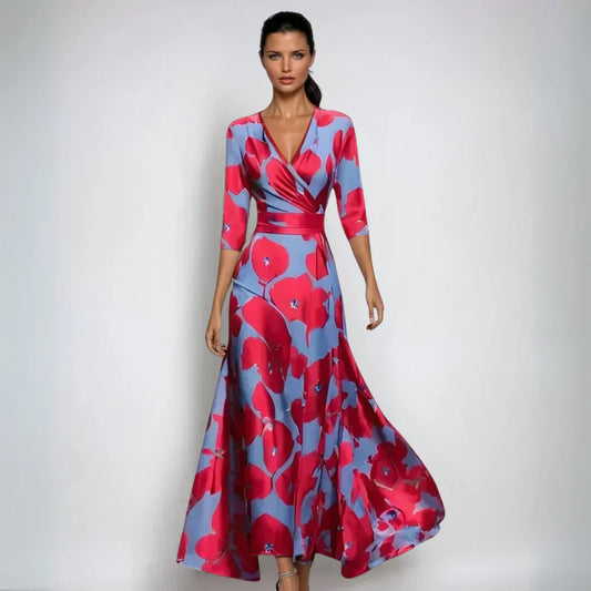 Women's Floral Print Wrap Maxi Dress | V-Neck