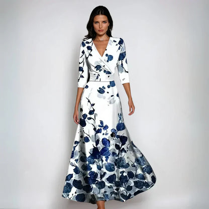 Women's Floral Print Wrap Maxi Dress | V-Neck