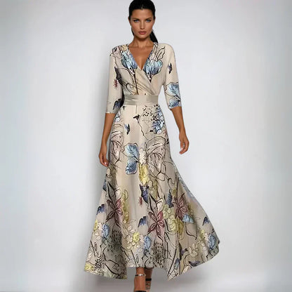 Women's Floral Print Wrap Maxi Dress | V-Neck