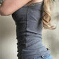 Gray tank top with lace trim