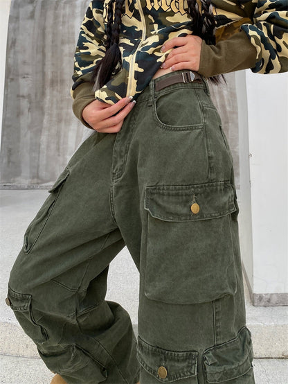 Vintage Baggy Cargo Jeans with Multiple Pockets