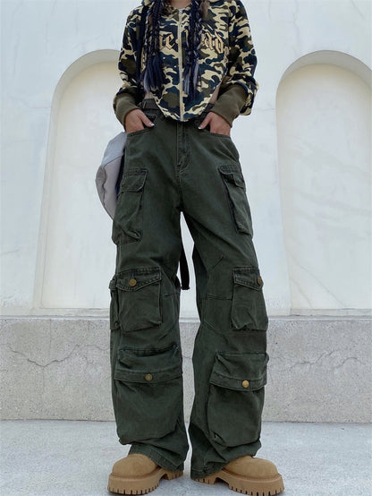 Vintage Baggy Cargo Jeans with Multiple Pockets