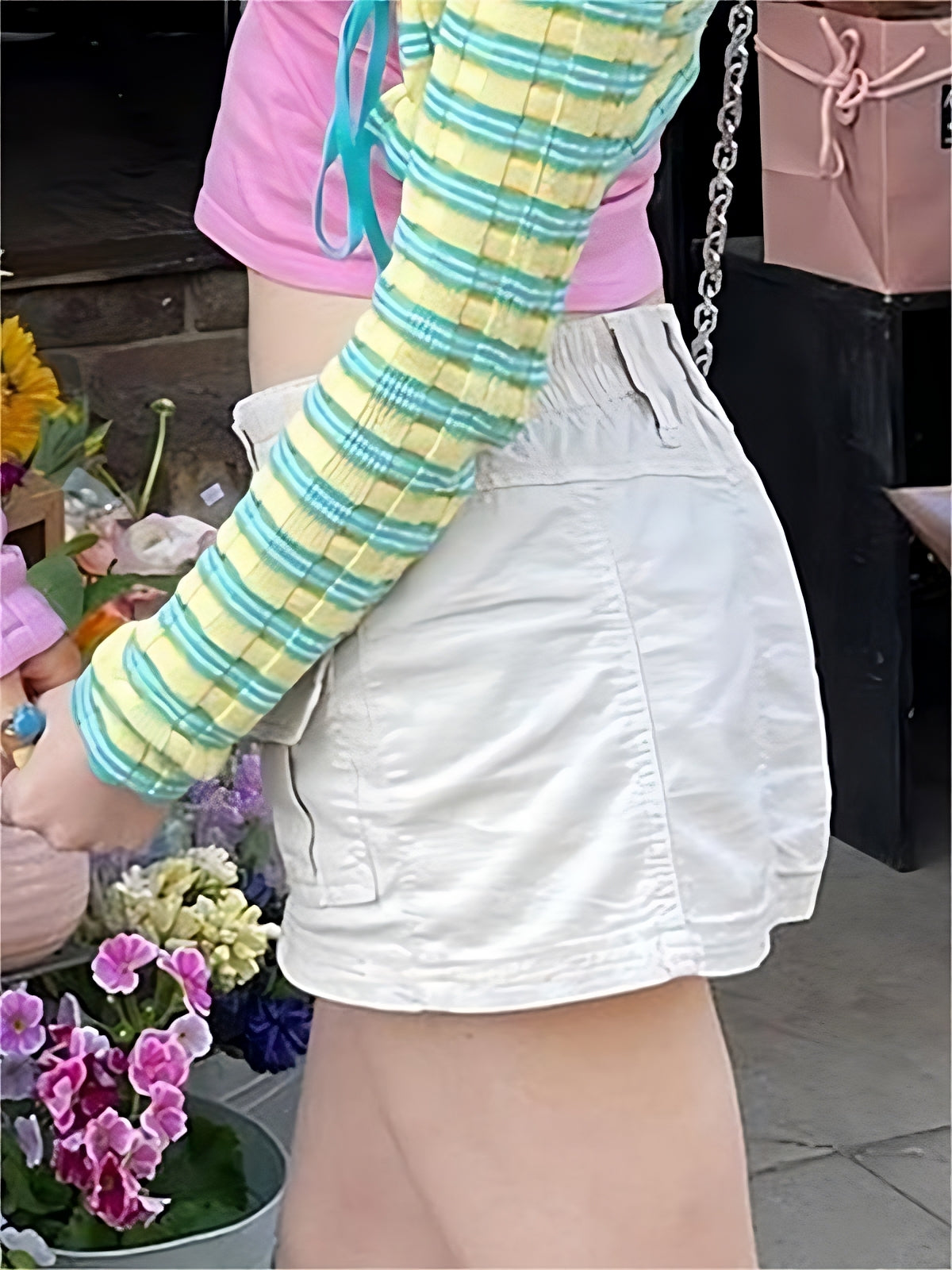 Bright micro mini skirt with cargo pockets 