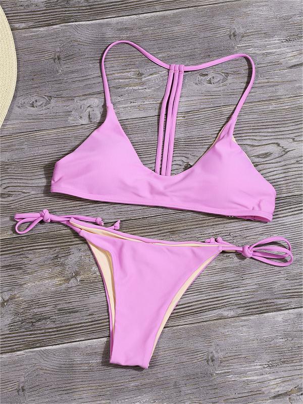 Neon colored push up bikini set with high waist