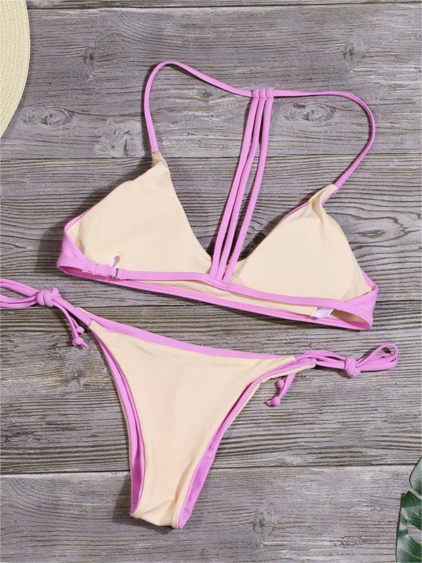 Neon colored push up bikini set with high waist