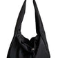 Large Nylon Drawstring Shoulder Bag Black