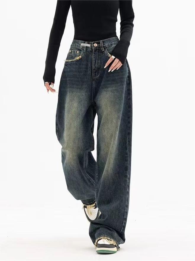Women’s Dark Washed Boyfriend Jeans | Baggy